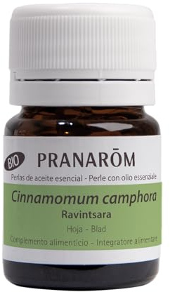 PRANAROM - Perlas de Ravintsara Bio - Cápsulas Predosificadas con Aceite Esencial - Confort Respiratorio y Defensas Naturales - 100% Puras y Naturales - HECT - 60 Perlas