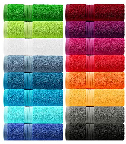 Lashuma 2X Handtuch Set Baumwolle 50x100 cm, Linz Wellness Badetuch Rot - Rubin