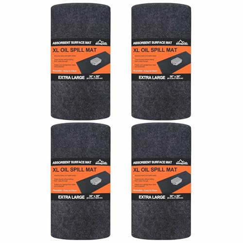 BREENHILL XL Oil Spill Mat, 36 x 59, 4 Pack, Reusable Absorbent Pad