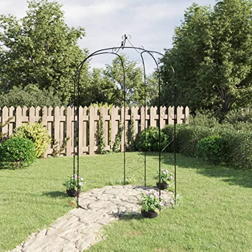 Xichuzi Arco de jardín Acero Negro Ø180x255 cm, Arco Jardin Exterior, Rosal Trepador, Arco Boda, Arco para Plantas Trepadoras, Arco Flores