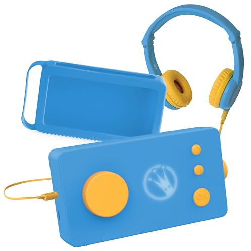 Lunii - Pack Ma Fabrique à Histoires Bleue et Casque Audio Bleu et Coque Bleue - Boîte à Histoires + Casque Enfant + Coque de Protection + 2h30 d'histoires à Composer incluses à télécharger