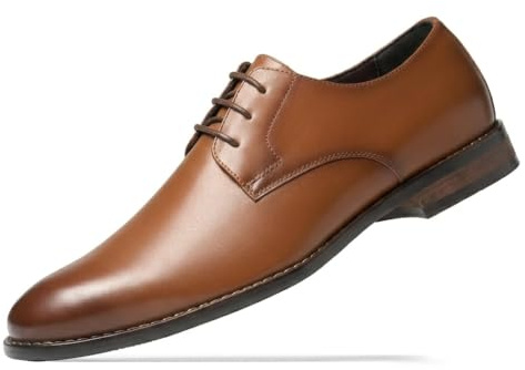 HEEZ Men's Dress Shoes Genuine Leather Oxford Formal Shoes for Men Brown