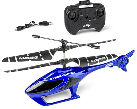 Carson Cyber Copter IR 2Ch RTF Bleu - Hélicoptère, pour débutants, RC Heli, Jouet télécommandé, Remote Controled