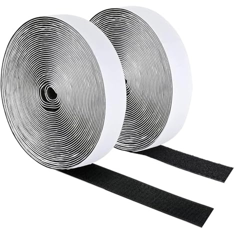 Foyscr 2cm x 10m Heavy Duty Hook and Loop Tape with Adhesive,(Black)