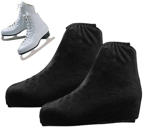 Figure Skate Boot Covers - Flannel Ice Skate Protection Gear for Skaters | Soft Stretch Roller Skatings Boots Covers, Perfect for Performance Practice and Daily Ice Skating Use, Black Velvet