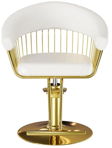 Joiemebi Sillón de Peluquería, Silla de Peluquero con Altura Regulable Barber 360° para Salón de Peluquería a Domicilio, Salón de Belleza, Blanco