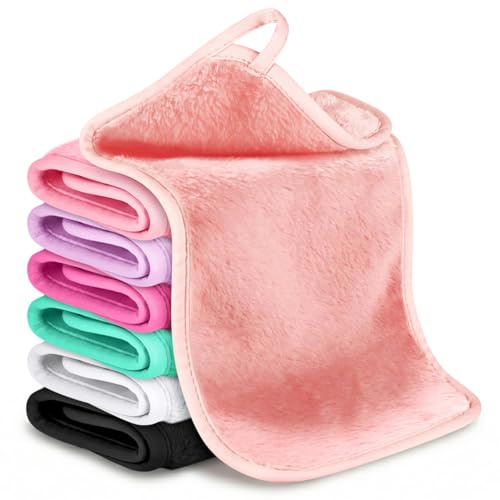 HOTUT Riutilizzabili per Rimozione Make Up,7 Pezzi Panni Struccanti Lavabili,Dischetti Struccanti Lavabili,Asciugamano Detergente Viso in Microfibra,Panno Microfibra Viso Riutilizzabili