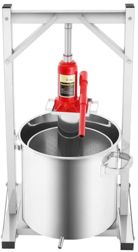 Fruktvinpress rostfritt stål hydropress för cider och druvjuice vinframställningsutrustning, 12 l/22 l/36 l kapacitet, perfekt för hembryggning och jäsning