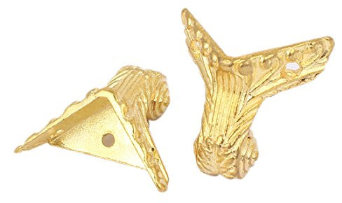 sourcing map 4 Stück Holz Case Zinklegierung Retro-Stil Möbelfuß Ecke Gold 37mm lang de