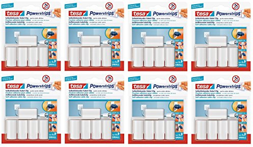 tesa Powerstrips Kabel Clip, weiß, 40er Packung (8x5 Stück)