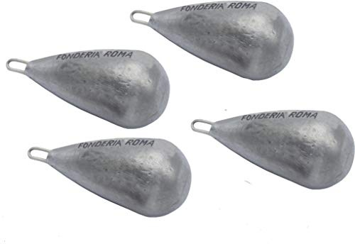 Fonderia Roma, Pera Anillo INOX Pesca, Gris Plomo 100 gr