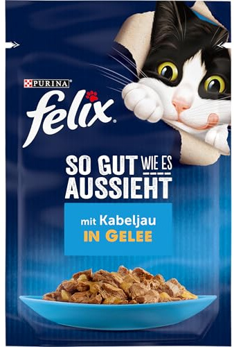 FELIX So gut wie es aussieht Våtfoder för katter med torsk i gelé, 26-pack (26 x 85 g)