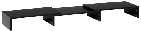 Vinsetto Dual Monitor Stand Riser with Adjustable Length and Angle, Screen Riser for Laptop, Computer, PC, Printer, TV, Black