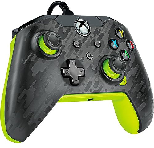 PDP Manette de jeu vidéo filaire Electric Carbon pour Xbox Series X|S, manette de jeu, Xbox One, sous licence officielle