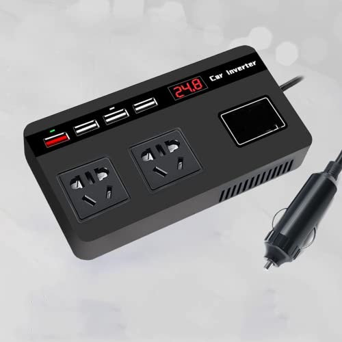 OBEST 200W Inversor 12V/24V DC 110V/220V AC Adaptador Mechero Coche a Enchuf Power Inverter Transformador con Encendedor de Cigarrillos/Toma de 3 Clavijas/Puertos USB/Toma PD/QC