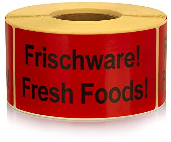 MD Labels Warnetiketten auf rolle 100x50mm 500 Stück Frischware Fresh Foods Versandaufkleber selbstklebendes Papier Versandhinweis Haftetiketten