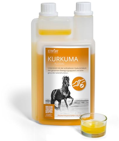 STRÖH Curcuma per cavalli (flacone dosatore da 1 litro) • Per una sana funzione articolare nel cavallo • Rafforza cartilagine, legamenti, articolazioni e tendini