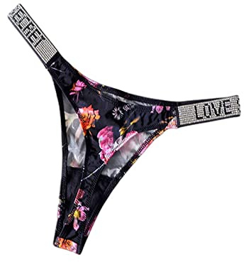 JACTZ Perizoma Donna Raso Ricamo G String Thongs Panties Donne Brief Vita Bassa Biancheria Intima delle Donne Lingere Panty-Flower Thong,S,3Pc