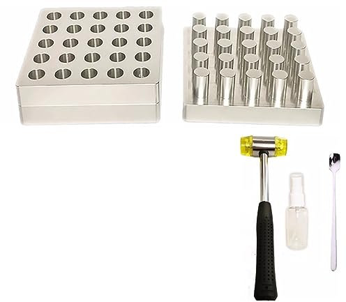Rainbow_Road Kleine Pulvertablettenpresse für den Hausgebrauch Formen für Tablettenpressen Leicht zu bedienende Aluminium-Handwerkzeuge Formen für Milchpulver (25 Löcher)