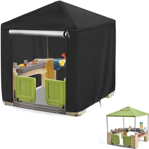 Rilime Outdoor playhouse cover, 420D Waterproof playhouse covers keeps the kids playhouse dry and clean Double stitched seam, All-Weather protector ( Heavy duty oxford fabric ) (125x125x147cm)