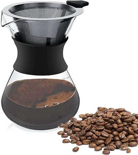 Generic Pour Over Kaffeebereiter 400ml, Kaffeemaschine, Kaffeebrüher für Filterkaffee, Permanentfilter, Kaffeedrip-Brauer