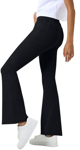 Onsoyours Jeggings Jean Femme Leggings Taille Haute Flared Bootcut Jeans Ceinture Elastiquée Slim Denim Jeggings Extensible Pantalon de Sport A Noir L
