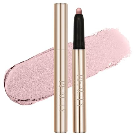 Beauty Searcher Ombre à Paupières en Bâton Mate et Scintillante - Crayon Crémeux Pigmenté et Imperméable - Stylo Éclaircissant pour les Yeux (#02 Rose Matte)