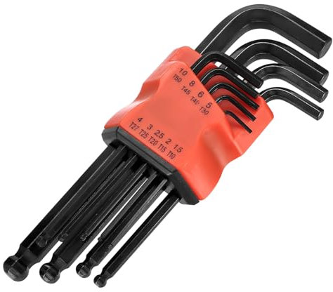 SUUEIOKL Jeu de 9 Clés Allen Longues, Clés Six Pans, Clé Hexagonale de 1,5 à 10 mm avec Tête Sphérique, Cle Allen pour Vélos Motos Voitures Meubles Roménagers et Vis à Six Pans Creux