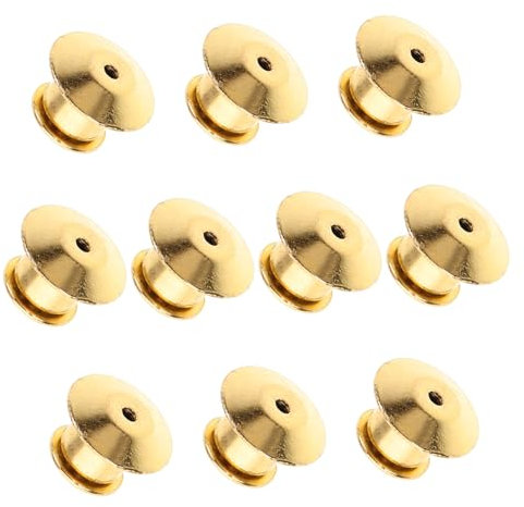 NUOBESTY 10pezzi Perni Di Bloccaggio Piatti in Metallo Perni Di Fissaggio Di Sicurezza Dorati Supporto Per Perno Posteriori Di Sicurezza Per Fermacravatte e Spille Da Bavero