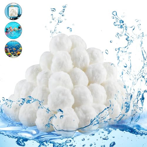 Foydream Bolsas de Filtro de Piscina,1300 G Bolas Filtro Piscina Reemplaza 46.5 kg de Arena de Filtro, Reutilizables Sistema de Filtración para Piscinas, Acuarios y Bombas de Filtro