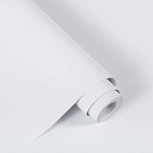 Alened Sticky Back Plastic White Vinyl Wrap Matt 30x200cm Self Adhesive Wallpaper Peel and Stick Waterproof Removable for Kitchen Cupboard Furniture Walls DIY