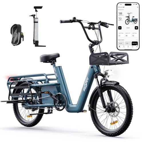ONESPORT OT01 Bicicleta Eléctrica 20, Cargo Bike con Batería 48V 27Ah y Autonomía 100km, Bicicleta Electrica Adultos con Pantalla LCD Bluetooth & Ffrenos Hidráulicos, Motor 250W y Carga Máxima 180kg