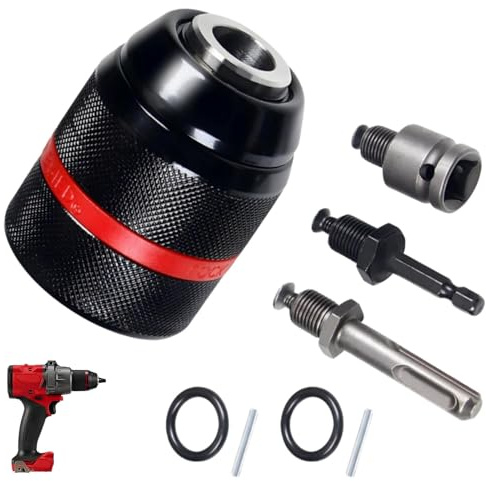 Multi - Function Keyless Drill Chuck for 1/2-20UNF Mount 1.5-13mm Self-tighten Drill Chuck for Multiple Purposes,Including 3/8 SDS-Plus Shank,1/4 Hex Shank,1/2 Impact Wrench Adapter