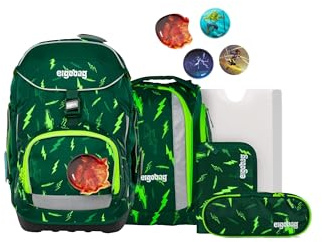 ergobag Pack Set Sac à Dos Scolaire Ergonomique Flexible, 6 pièces, pour la première Classe de l'école Primaire Beartastic - Vert