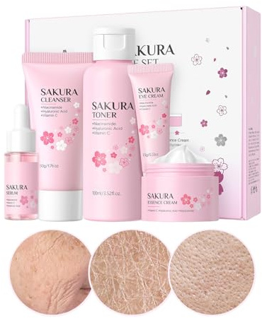Kit De Rutina Facial Para Mujeres,5 Piezas Con Crema,Kit de Cuidado Facial - Para Piel Seca Sensible Madre Novia Viaje O Hogar