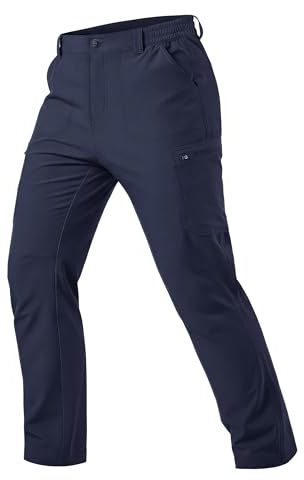 MAGCOMSEN Men's Outdoor Hiking Trousers Water Resistant Work Cargo Pants | Lightweight, Quick Dry, Elastic Waist, Button and Zip Fly Closure, Water-resistant, 5 Zipper Pockets