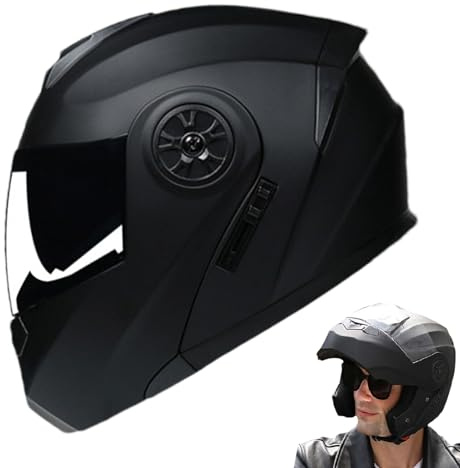 lisutupode Casques de Moto pour Hommes,Casques de Moto intégraux - Pare-Soleil pour Adultes, Casques de , Casques de Course de vélo | intégraux de antibuée avec Sangle réglable pour