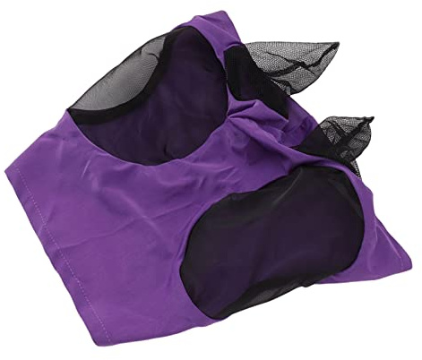 Alomejor Alomejor Máscara contra Moscas de Malla para Caballos, Cubierta Elástica Transpirable para la Cara del Caballo con Protección para los Oídos para Montar en Equipo Ecuestre, Tejido de Punto,