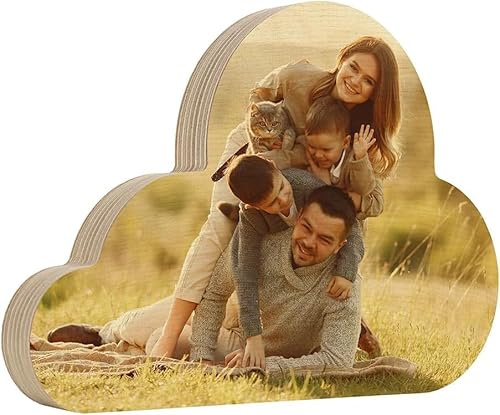 Demark - Marco Personalizado en Madera con diferentes formas y tamaños. Cuadro Fotográfico en Laminada 20 mm, Impresión Directa, Regalo con Bolsa de Organza (15x20, Nube, Madera)