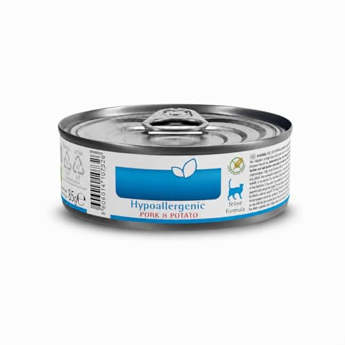 Vet-Life Umido Gatto con Maiale e Patate, Alimento Dietetico Completo per Gatti Adulti con Intolleranze e Supporto alla Funzione Dermica, 12 Lattine x 85 g