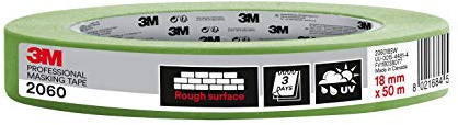 3M Nastro da Mascheratura Professionale 2060 per Superfici Ruvide, Verde - 1 Rotolo, 18 mm x 50 m - Adesivo per Pittura e Decorazioni, Interni ed Esterni