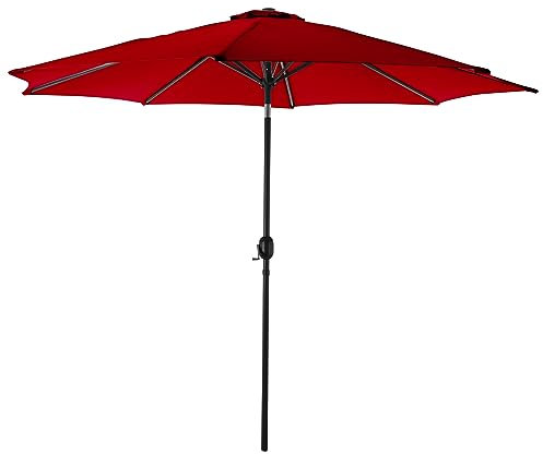 MACOShopde by MACO Möbel Raburg Sonnenschirm 3×3 m mit Kurbel, neigbar, mit Windabzug und UV 50+ Schutz, faltbar und wasserabweisend – Gartenschirm Marktschirm, Sunny Easy+|Rot