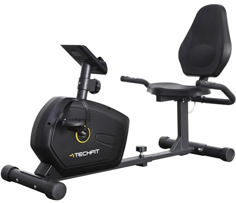TechFit R400 Cyclette Orizzontale - 7 kg Sistema di Volano, Recumbent Ergometro Ideale per Allenamento di Recupero, con Sella Regolabile, Sensori a Impulsi e Monitor LCD