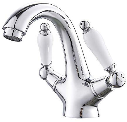 Robinet mitigeur à double levier pour lavabo de salle de bain Chromé chaud et froid Petit robinet de luxe en laiton massif