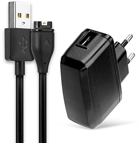 subtel Ladegerät + USB Kabel 1m kompatibel mit Garmin Fenix 7, 6 Pro 6X, Vivoactive 4 Smartwatch Fitness Tracker Armband Ersatz Ladekabel Auflader 1A Anschluss Stecker