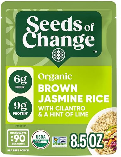 SEEDS OF CHANGE Organic Brown Jasmine Rice with Cilantro Lime, Organic Food, 8.5 OZ Pouch