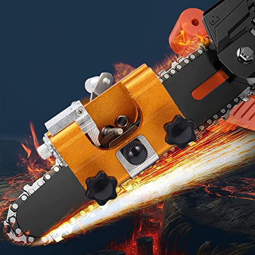 YYDM Kettensäge Schärfgerät Sägekettenschärfgerät, Universal-Kettenschärfgerät, Tragbares Zahnschärfer Kettensägenschärfer Kit, 3 Schärfen und 1 Schraubstock ​Feilbock, Einfach zu Montieren