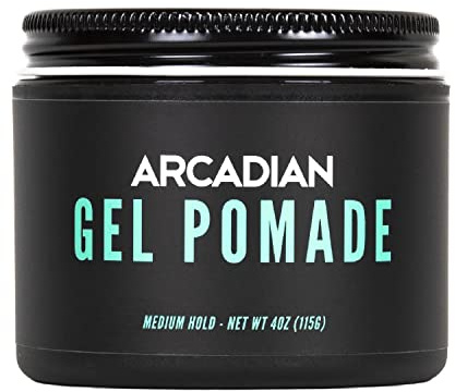 Arcadian Grooming Gel Pomade - Men’s Styling Cream – Slick Medium Hold, High Volume, Medium Shine - All Hair Types - Vegan & Cruelty-Free (4 oz