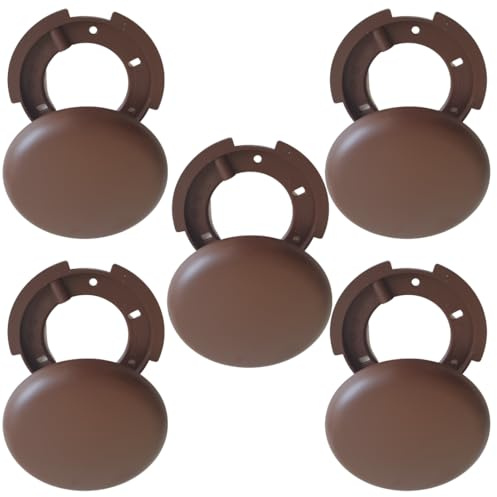 5 Pezzi Scatola di Derivazone Marrone Ø 100mm Superpiatta – Scatola di Distribuzione da Incasso & Baldacchino in Plastica per Diffusore a Soffitto & Presa Cieca per Lampada, Cavo & Montaggio a Parete
