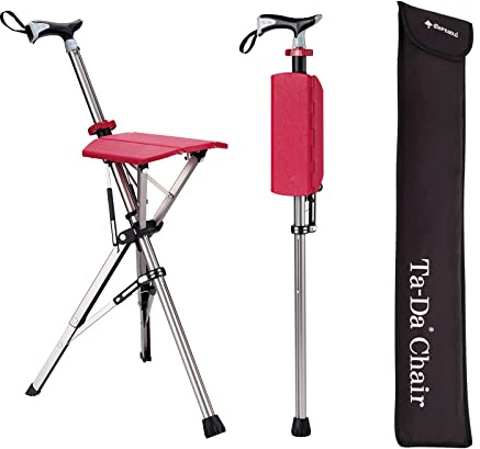 STEP2GOLD Ta-Da Chair, Portable Trekking Hiking Pole, Folding Walking Stick with Seat, Walking Cane with Chair, Foldable Chair, Lightweight Aluminum, Easy Carry and Storage, Anti-Slip (34.6)